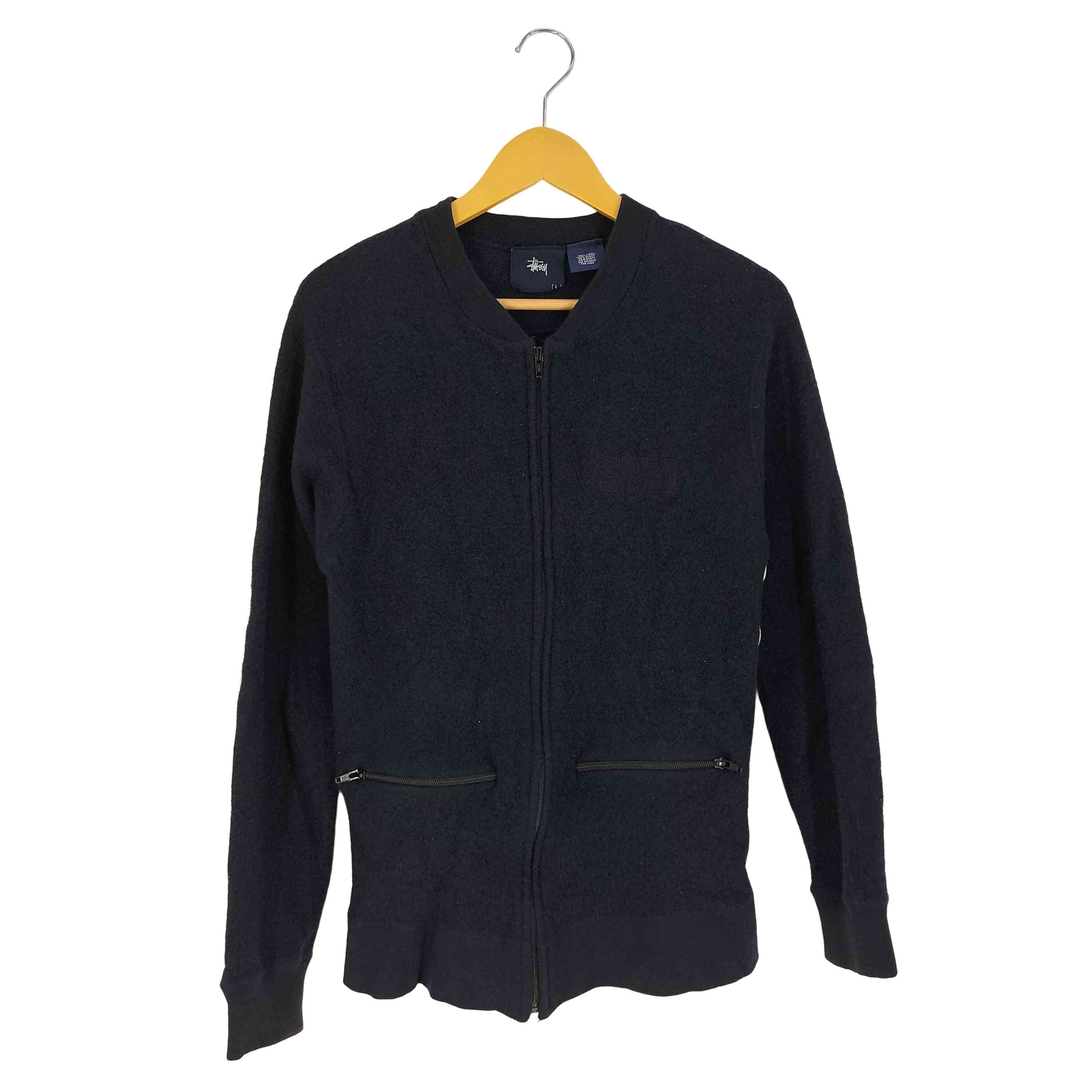 90s OLD STUSSY オールド ステューシー 紺タグ SY21 刺繍 ウール ブルゾン ジップアップジャケット【1136253092468】