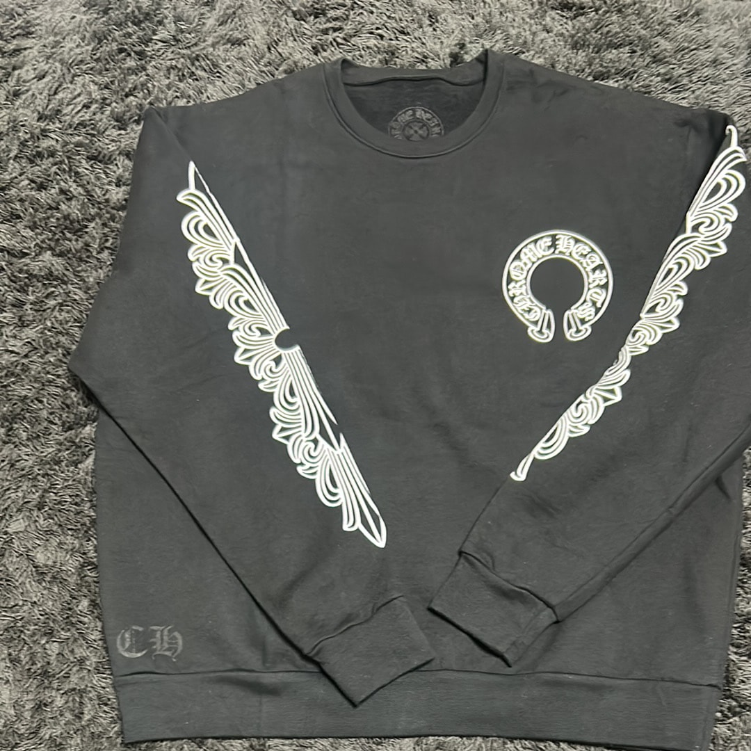 Chrome Hearts Floral Cross Horseshoe Back Print Sweatshirt "Black"