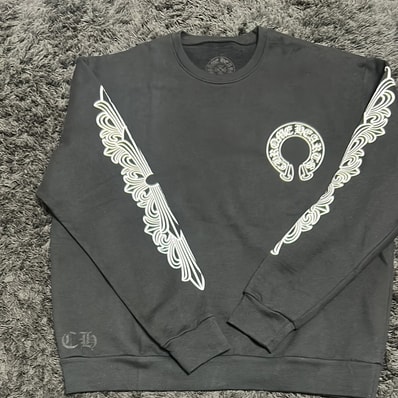 Chrome Hearts Floral Cross Horseshoe Back Print Sweatshirt "Black"