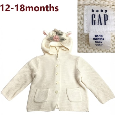 美品★babyGAP【ギャップ】ユニコーン/ニットパーカー【12-18/1-2歳/アイボリー/ivory】アウター/ブルゾン/hoodie/Jacket/Jumper◆BJ077-g