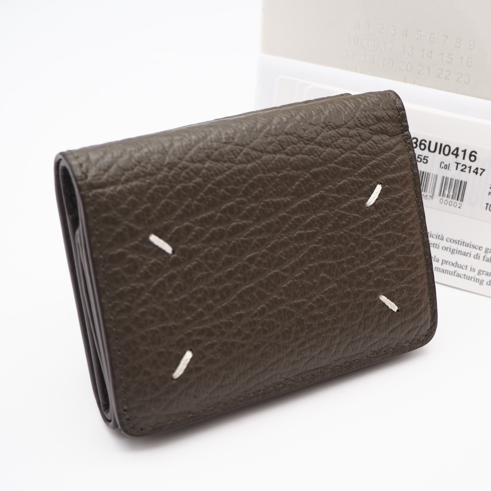 極美品 MAISON MARGIELA メゾンマルジェラ 4ステッチ コンパクトウォレット S36UI0416 三つ折り財布 ブラウン グレインレザー メンズ