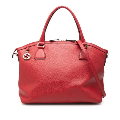 グッチ インターロッキングG トートバッグ ショルダーバッグ 2WAY 449660 ブラック レザー レディース GUCCI 【中古】