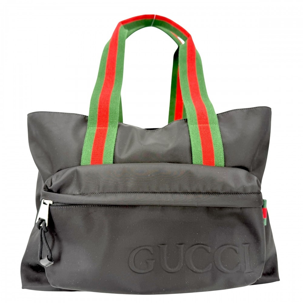 GUCCI グッチ トートバッグ シェリーライン ハンドバッグ 802172 ナイロン ブラック 黒 シルバー金具 メンズ 美品【中古品】