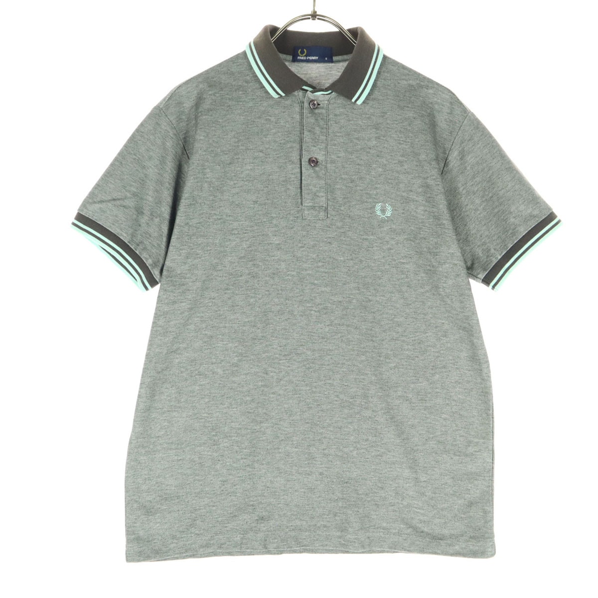 FRED PERRY フレッドペリー 日本製 ワンポイントロゴ 半袖 ポロシャツ S グレー