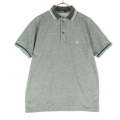 FRED PERRY フレッドペリー 日本製 ワンポイントロゴ 半袖 ポロシャツ S グレー
