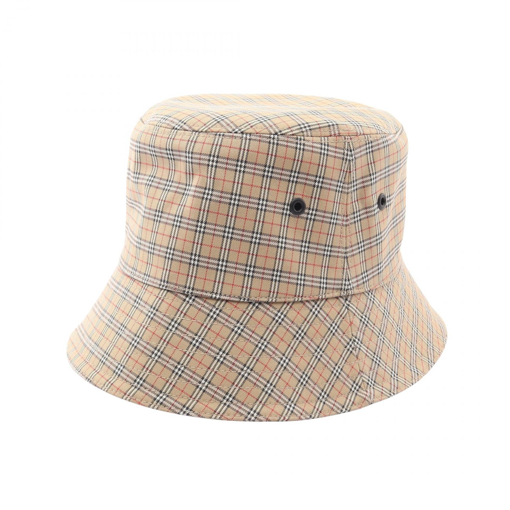 バーバリー BURBERRY ノヴァチェック バケット ハット 帽子 コットン ポリエステル レディース ベージュ系 / ブラック系 / マルチカラー 8044075 【中古】