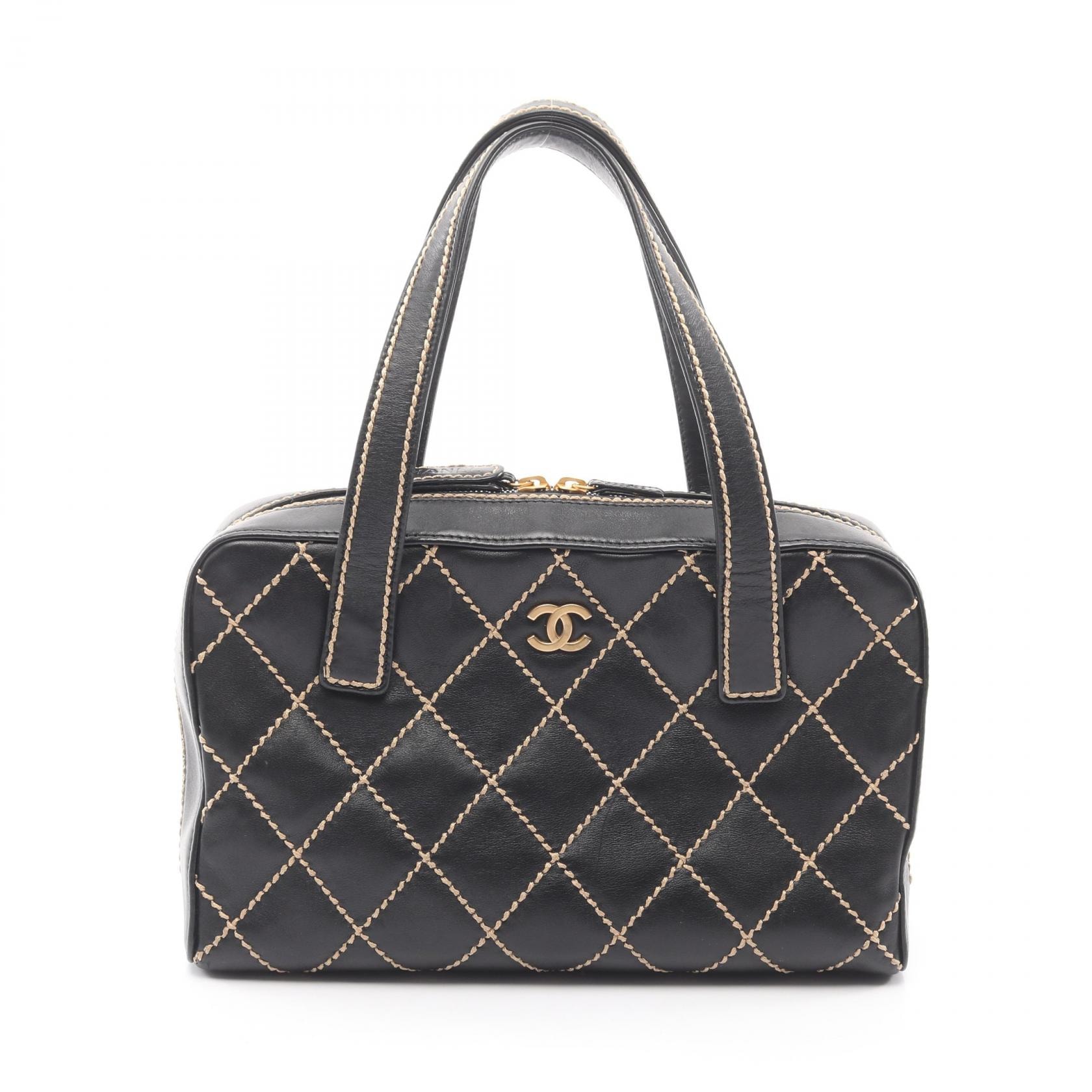 シャネル CHANEL ワイルドステッチ ハンドバッグ バッグ レザー レディース ブラック系 【中古】