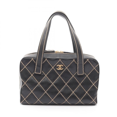 シャネル CHANEL ワイルドステッチ ハンドバッグ バッグ レザー レディース ブラック系 【中古】