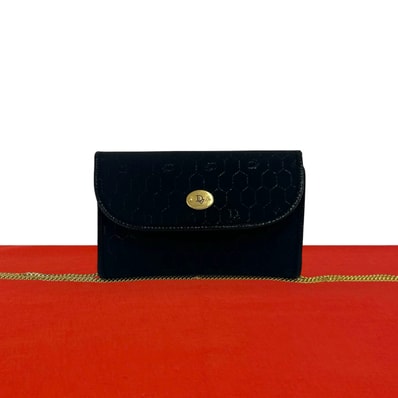 Christian Dior ディオール ロゴ 金具 ハニカム 柄 キャンバス レザー ショルダーバッグ ブラック
12060