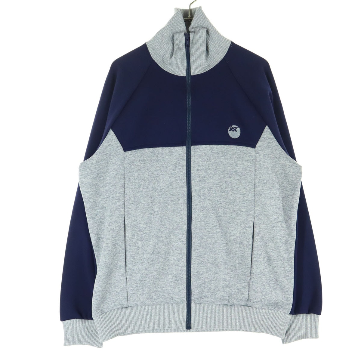 美品 asics アシックス 90s オールド 長袖 ハイトップ トラックジャケット O ネイビー系 グレー