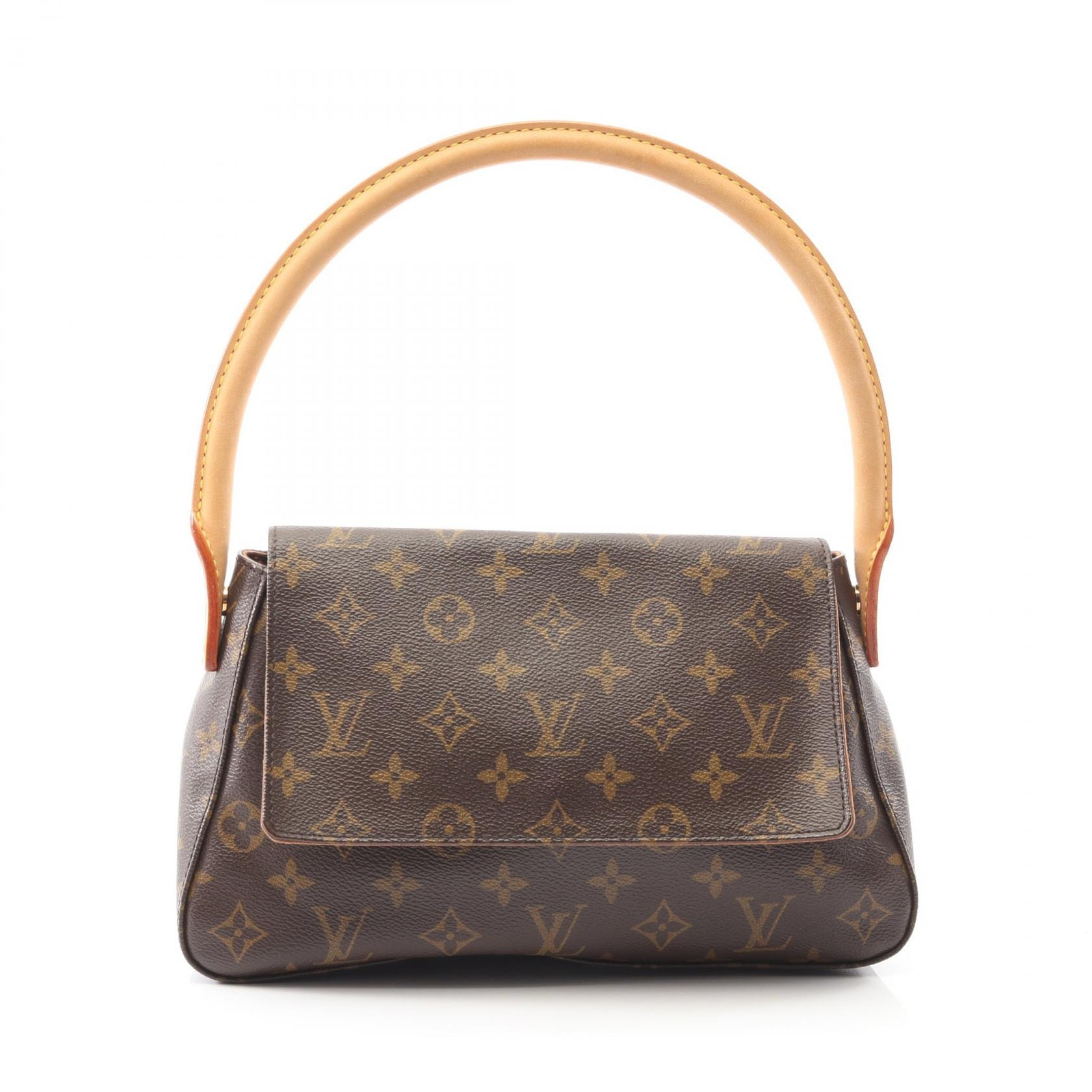 ルイ・ヴィトン LOUIS VUITTON ミニルーピング ハンドバッグ バッグ PVCコーティングキャンバス レザー モノグラム レディース ブラウン系 M51147 【中古】