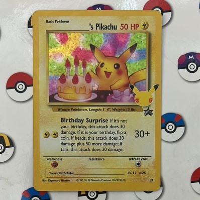 _のピカチュウ(お誕生日ピカチュウ)【英語版】(ソード&シールド「セレブレーションズ」)
