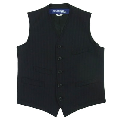 JUNYA WATANABE COMME des GARCONS MAN ジュンヤワタナベコムデギャルソンマン 16AW WR-V001 裏使い エステル ウール ストライプ ベスト ジレ ダークネイビー系 S【中古】