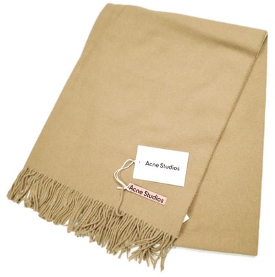 新品 Acne Studios アクネストゥディオズ イタリア製 CANADA NEW フリンジウールマフラー CAMEL 大判サイズ ユニセックス g25044
