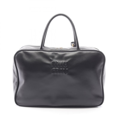 ミュウ ミュウ Miu Miu ボー ハンドバッグ バッグ レザー レディース ブラック系 5BB117 【中古】
