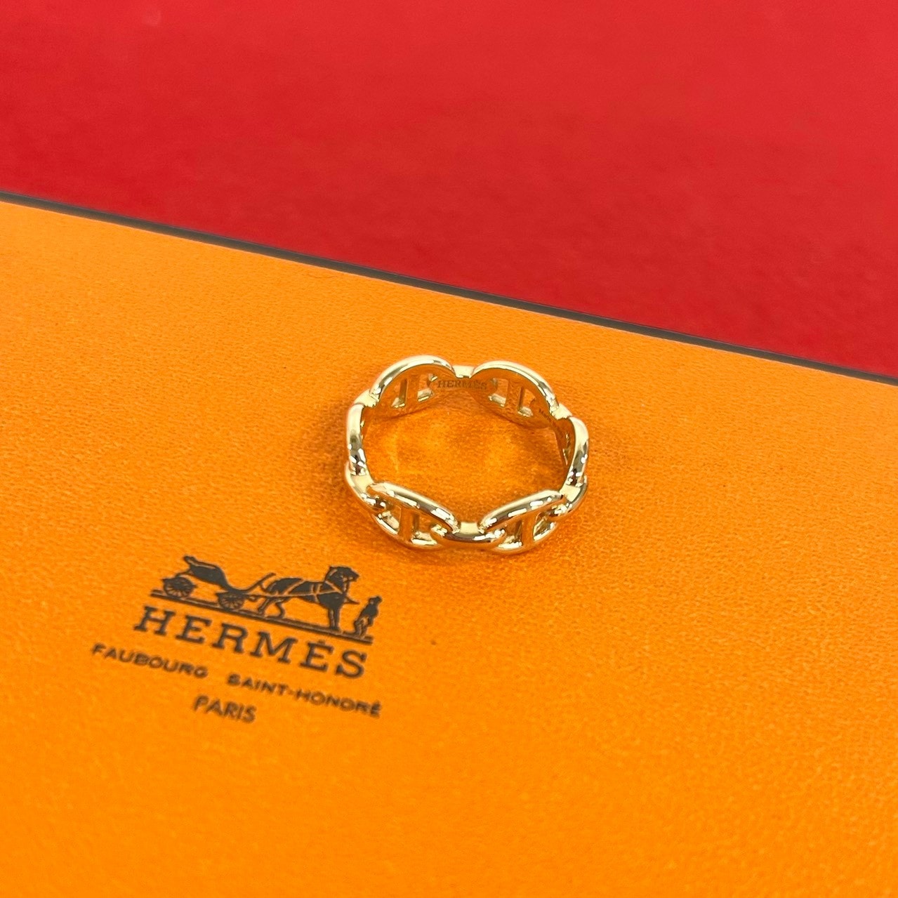 HERMES エルメス アンシェネ リング K18ピンクゴールド リング・指輪 13号 ゴールド
413-4