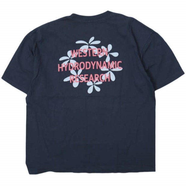 Western Hydrodynamic Research ウエスタンハイドロダイナミックリサーチ WHR 25SS アメリカ製 PLUMERIA TEE S/S プルメリアTシャツ MWHR25S8073-M L NAVY 半袖 フラワー トップス