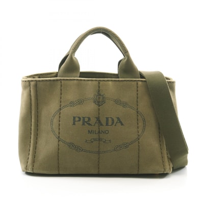 プラダ PRADA CANAPA カナパ 2WAY トートバッグ バッグ キャンバス レディース カーキ系 【中古】