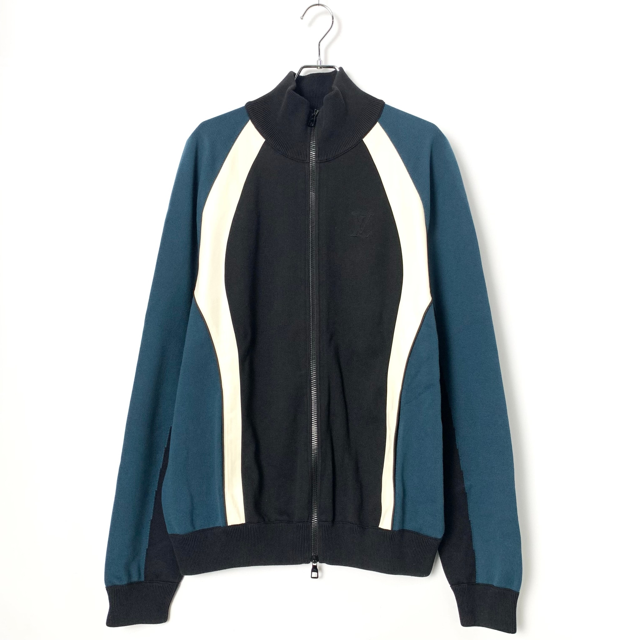 Louis Vuitton Mixed Leather Knit Track Jacket "Blue/Black"