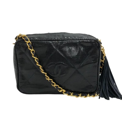 シャネル CHANEL ショルダーバッグ ココマーク タッセル マトラッセ チェーンショルダー ネイビー