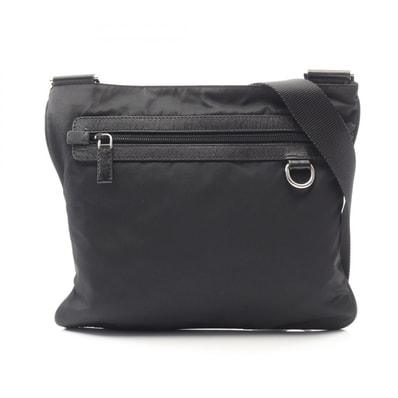 プラダ PRADA トライアングルロゴ ショルダーバッグ バッグ ナイロン サフィアーノレザー レディース ブラック系 【中古】