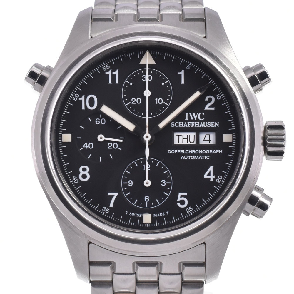 IWC IWC SCHAFFHAUSEN IW371319 パイロットウォッチ ドッペルクロノグラフ ブラック 自動巻き メンズ 美品 腕時計 J#150173