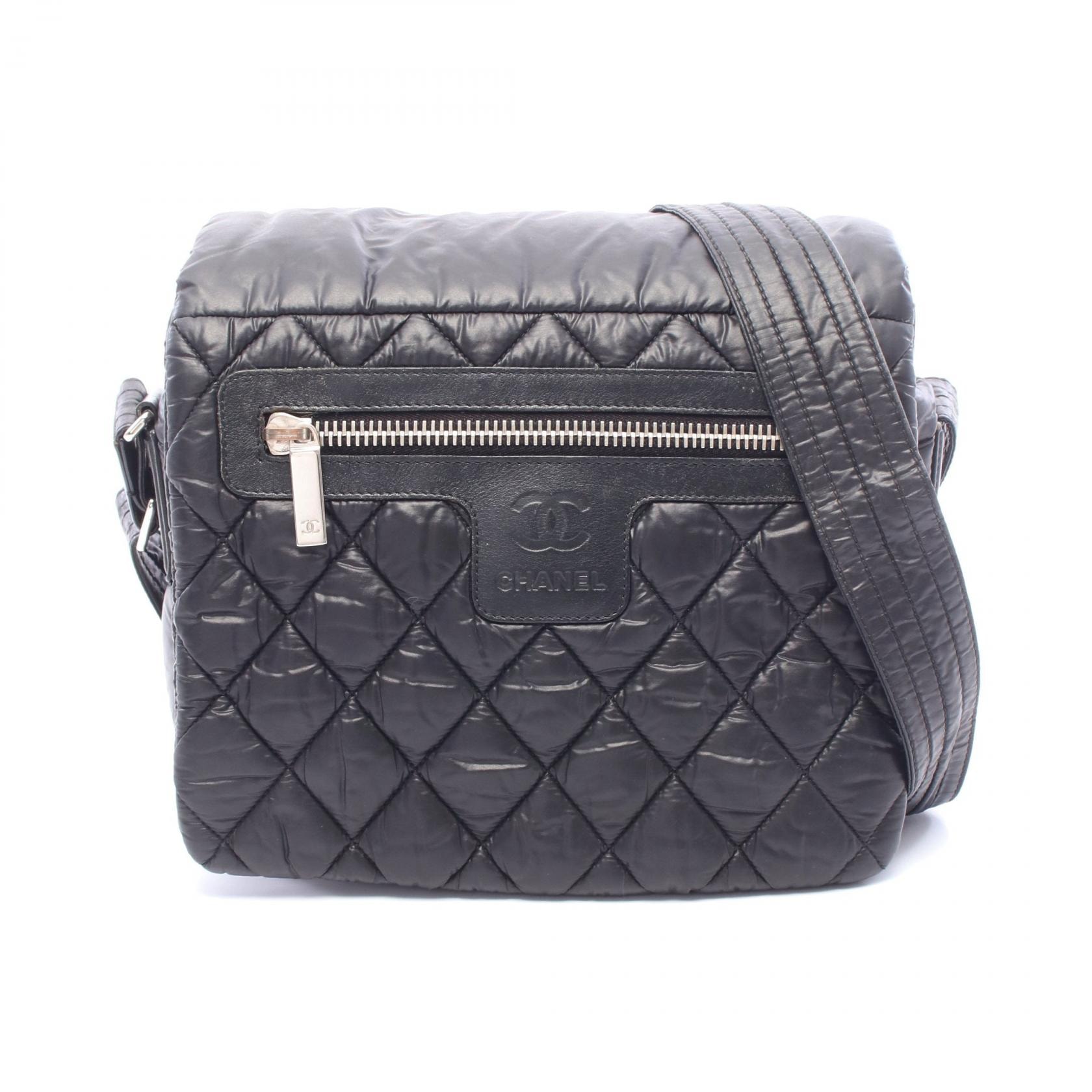 シャネル CHANEL コココクーン スモール メッセンジャー ショルダーバッグ バッグ ナイロン レザー レディース ブラック系 【中古】