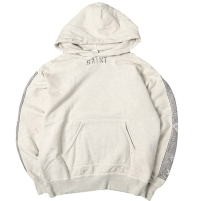 SAINT MICHAEL x DENIM TEARS セントマイケル デニムティアーズ 23SS 別注 日本製 DT_HOODIE / MURAL ダメージ加工 スウェットプルオーバーパーカー SM-S23-0000-093 L GRAY Mxxxxxx