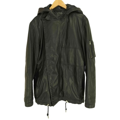 カウレザー 比翼 ダブルジップ フーデッド ジャケット【1140527947354】