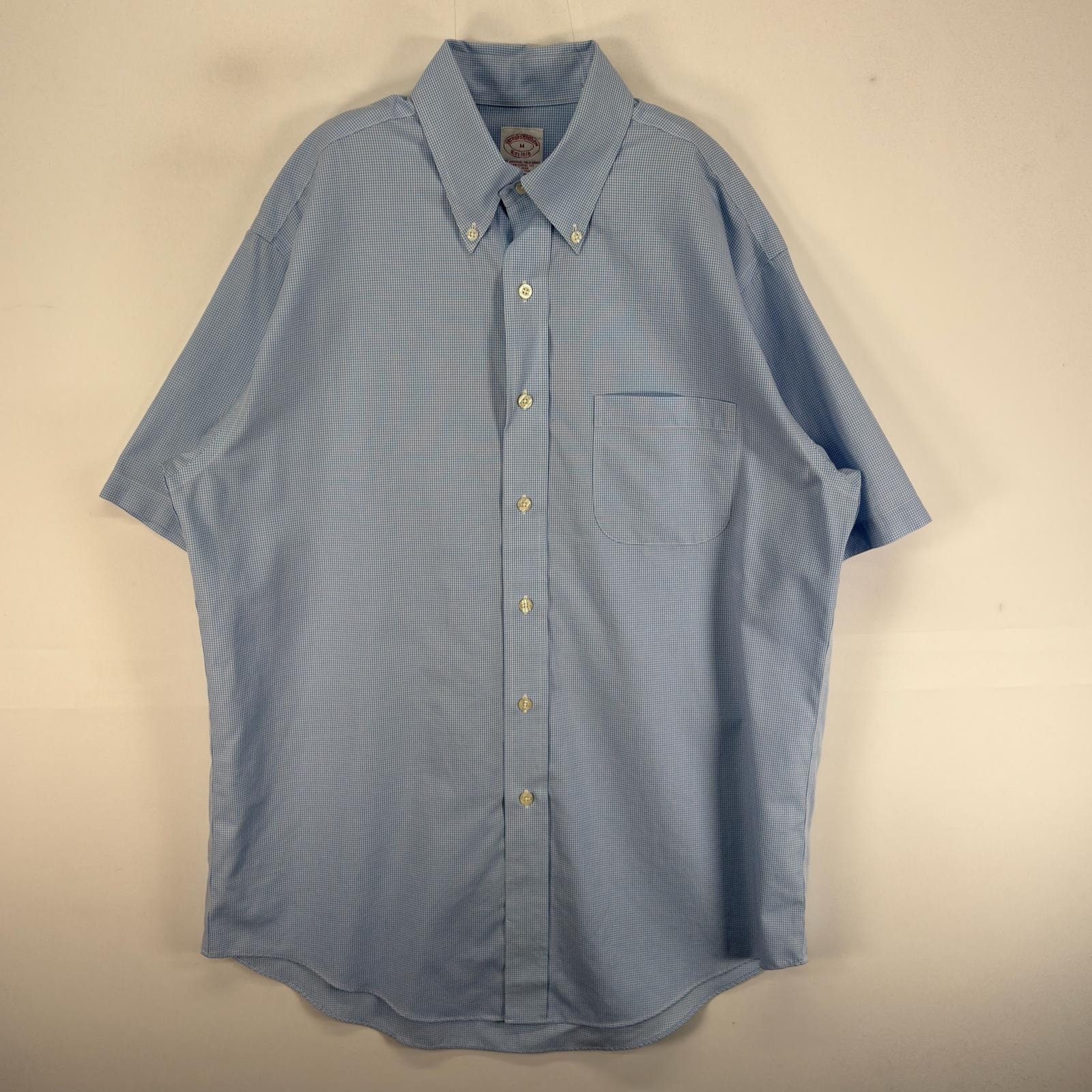 古着 ブルックスブラザーズ Brooks Brothers 半袖シャツ 1818 M  ブルー系 チェック メンズ