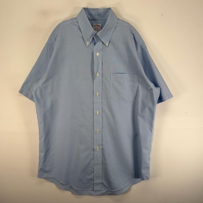 古着 ブルックスブラザーズ Brooks Brothers 半袖シャツ 1818 M ブルー系 チェック メンズ