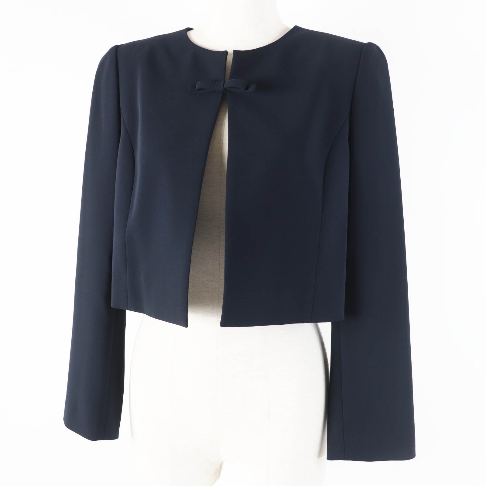 極美品 フォクシー ニューヨーク
 ノーカラージャケット LEVETE JACKET ダークネイビー レディース 40 42669