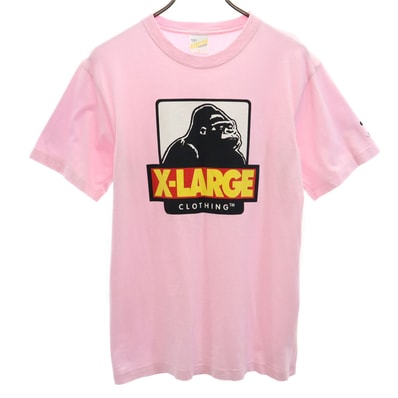 XLARGE エクストララージ 日本製 プリント ミッキー 半袖 Tシャツ S ピンク