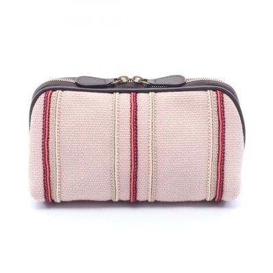 ボッテガヴェネタ BOTTEGA VENETA ポーチ バッグ キャンバス レザー レディース ピンク系 / ブラウン系 / マルチカラー 132534 【中古】