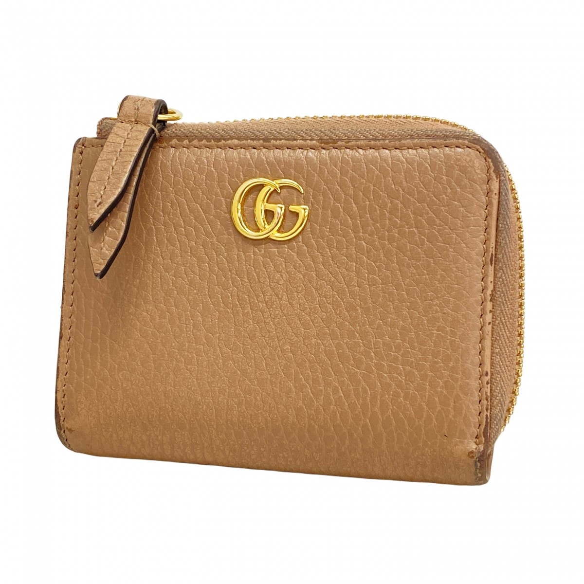 【6da0699】グッチ 財布 GGマーモント 644406 レザー ベージュ ゴールド金具【中古】レディース