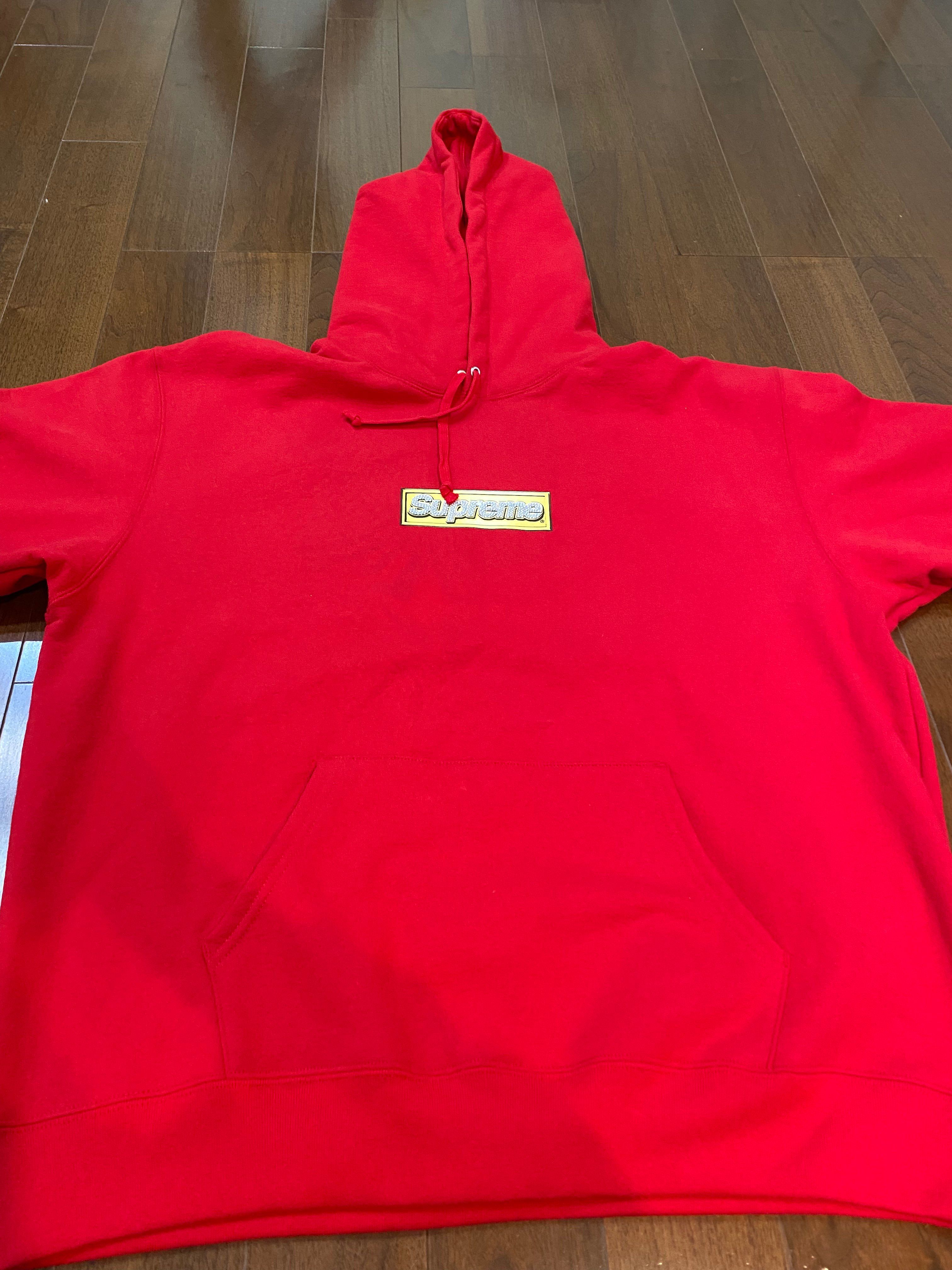 Supreme Bling Box Logo Hooded Sweatshirt "Red"