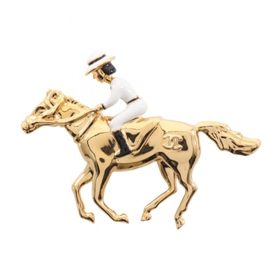 シャネル CHANEL ココマーク ブローチ アクセサリー GP(ゴールドメッキ) レディース ゴールド系 / ホワイト系 G26C 【中古】