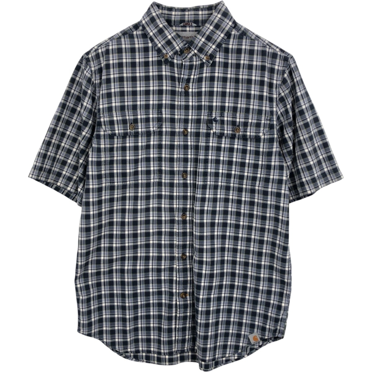 古着 カーハート Carhartt RELAXED FIT チェック柄 ボタンダウン 半袖 ワークシャツ メンズM相当/eaa477526