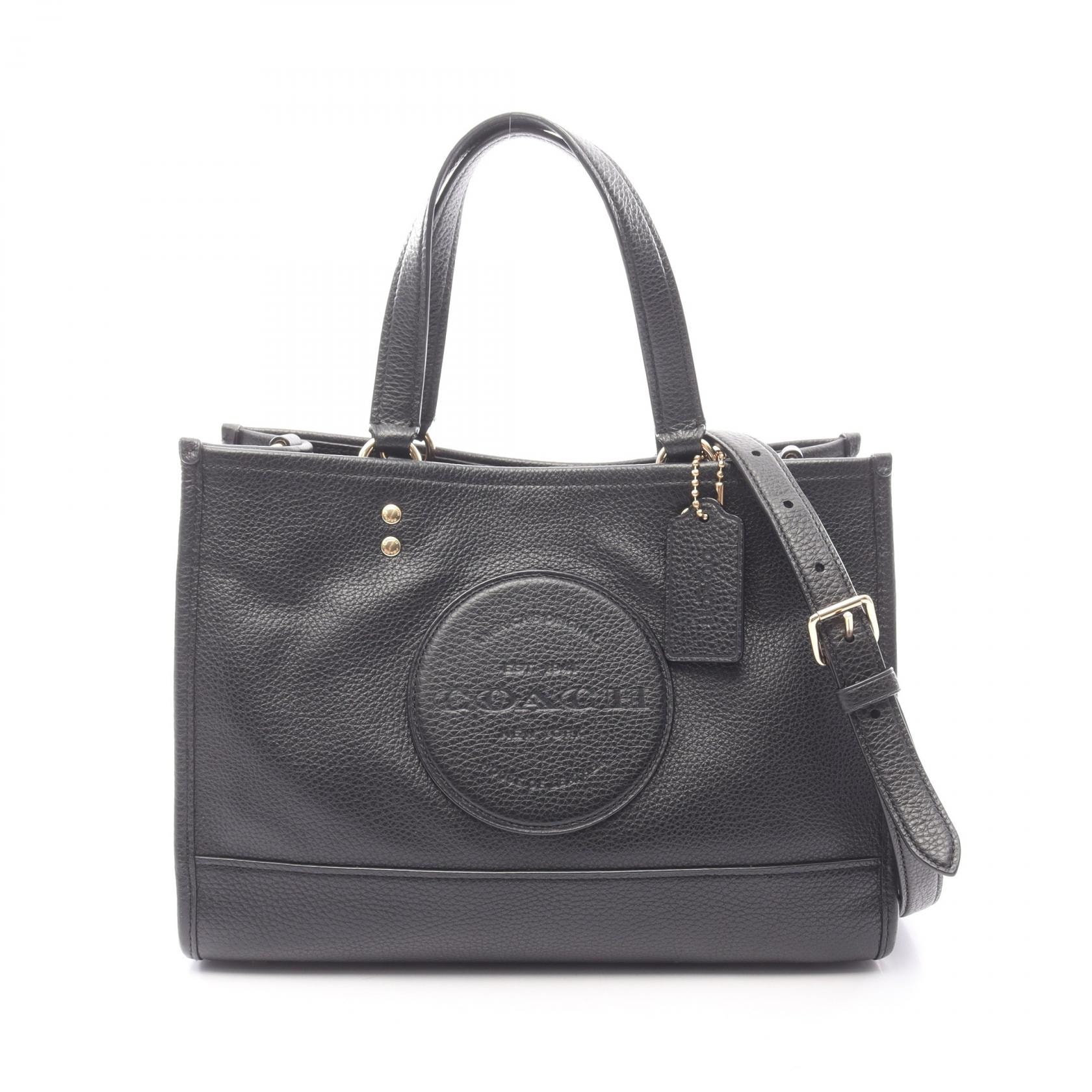 コーチ COACH デンプシー キャリーオール ウィズ パッチ 2WAY ハンドバッグ バッグ レザー レディース ブラック系 C2004 【中古】