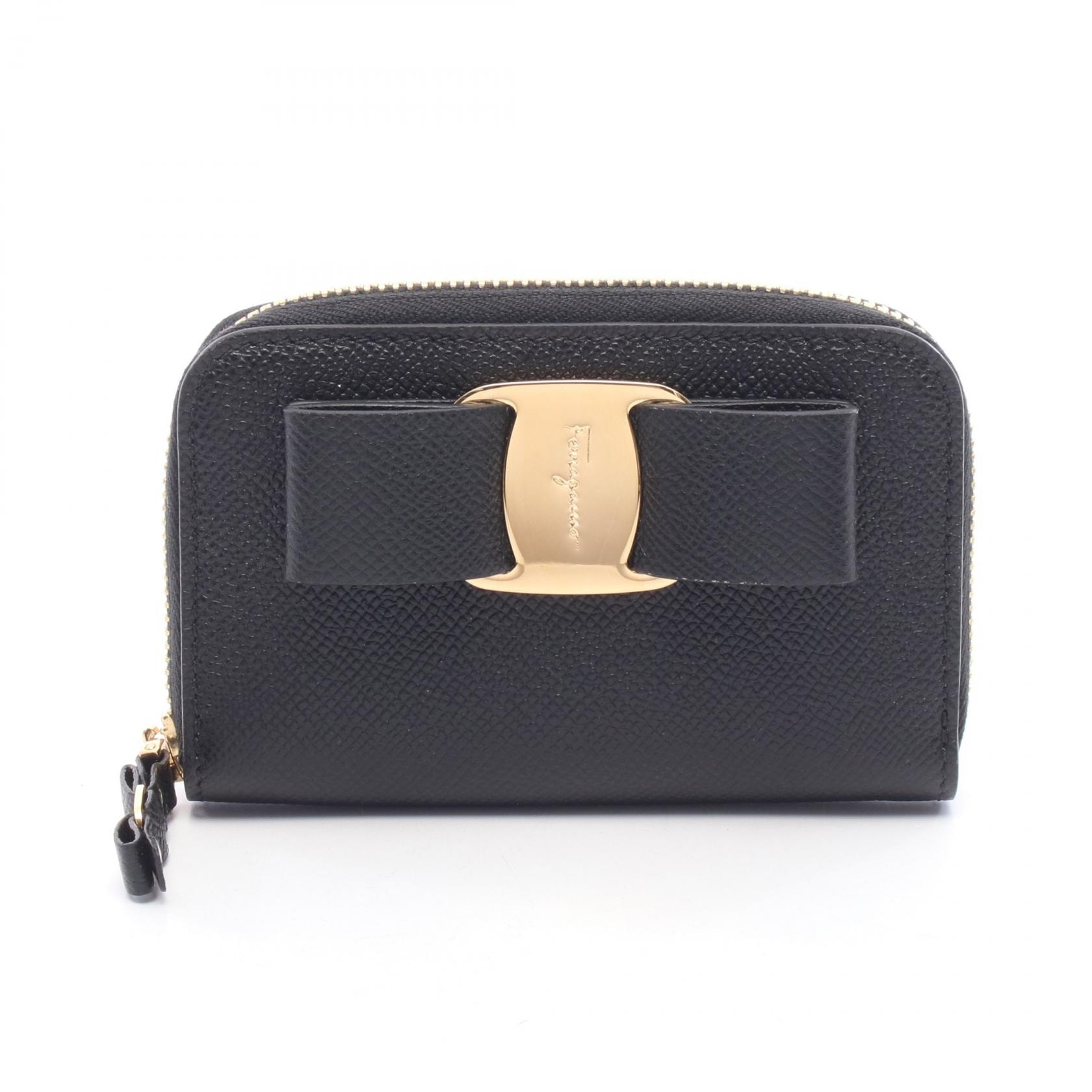 サルヴァトーレフェラガモ Salvatore Ferragamo ヴァラリボン コインケース 財布 レザー レディース ブラック系 22D288725290 【新品】