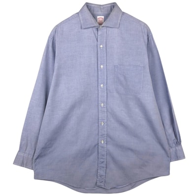 古着 80~90年代 ブルックスブラザーズ Brooks Brothers MAKERS ワイドカラー 長袖 コットンシャツ USA製 メンズL相当 ヴィンテージ/eaa640188