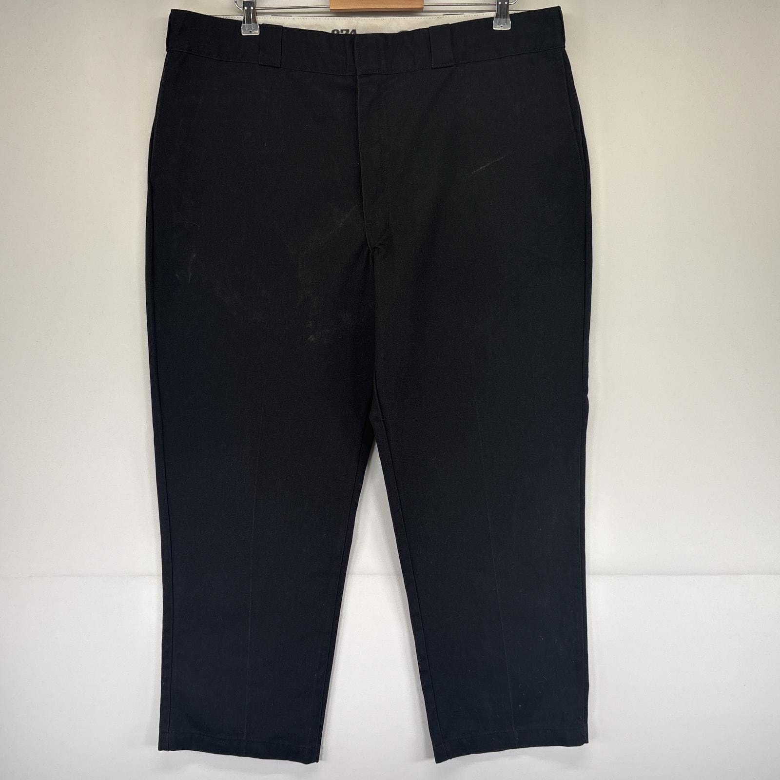 古着 ディッキーズ Dickies ワークパンツ 874 チノパン ワンポイントロゴ 大きいサイズ オリジナルフィット w42 L28  ブラック メンズ