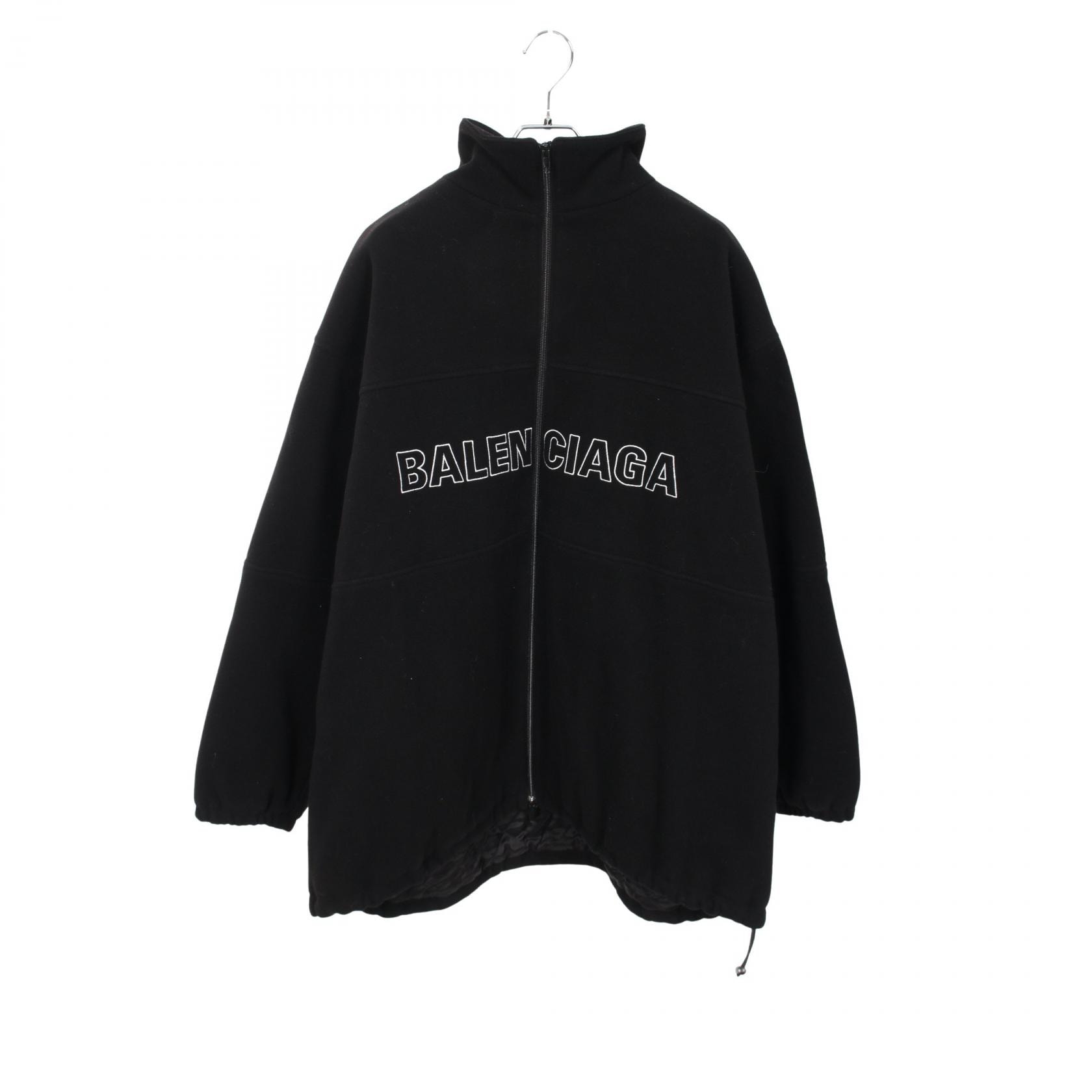 バレンシアガ BALENCIAGA ロゴ刺繍 中綿入りフリース 衣料品 アウター ウール メンズ レディース ブラック系 【中古】