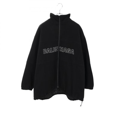 バレンシアガ BALENCIAGA ロゴ刺繍 中綿入りフリース 衣料品 アウター ウール メンズ レディース ブラック系 【中古】
