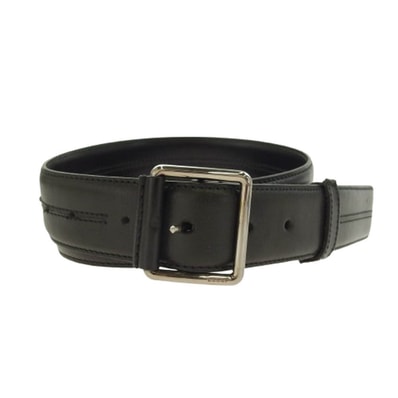 GUCCI グッチ ベルト 101281 214264 シルバーバックル レザー ベルト ブラック系【中古】