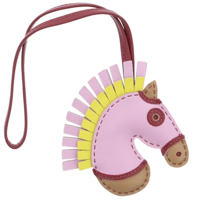 HERMES エルメス ジージーカマイユ チャーム レザー モーヴシルベスト チャイ ルージュグレナ U(2022)刻印 レディース【中古】