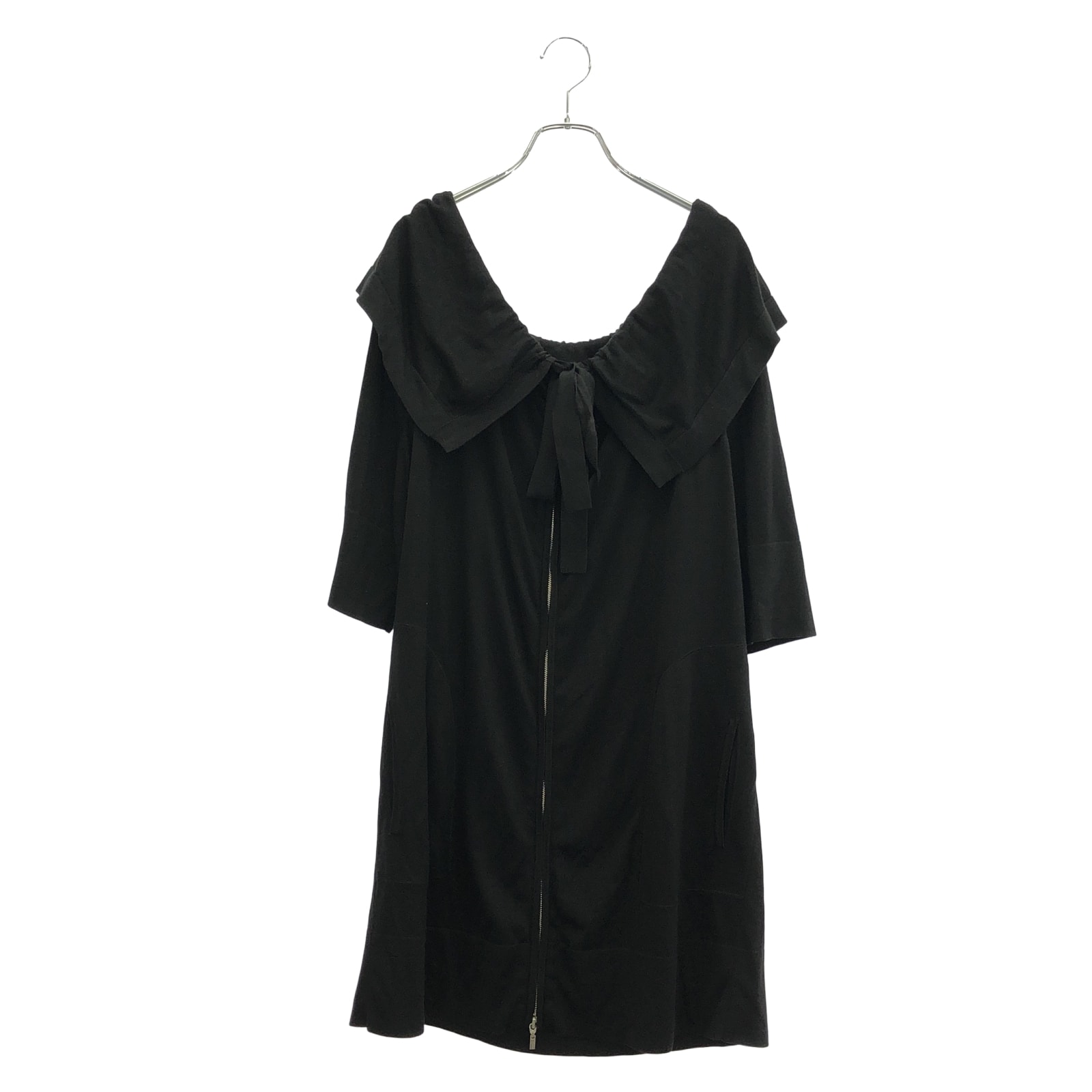 フォクシー FOXEY ジップアップロングカーディガン カーディガン 衣料品 トップス シルク レディース ブラック系 【中古】