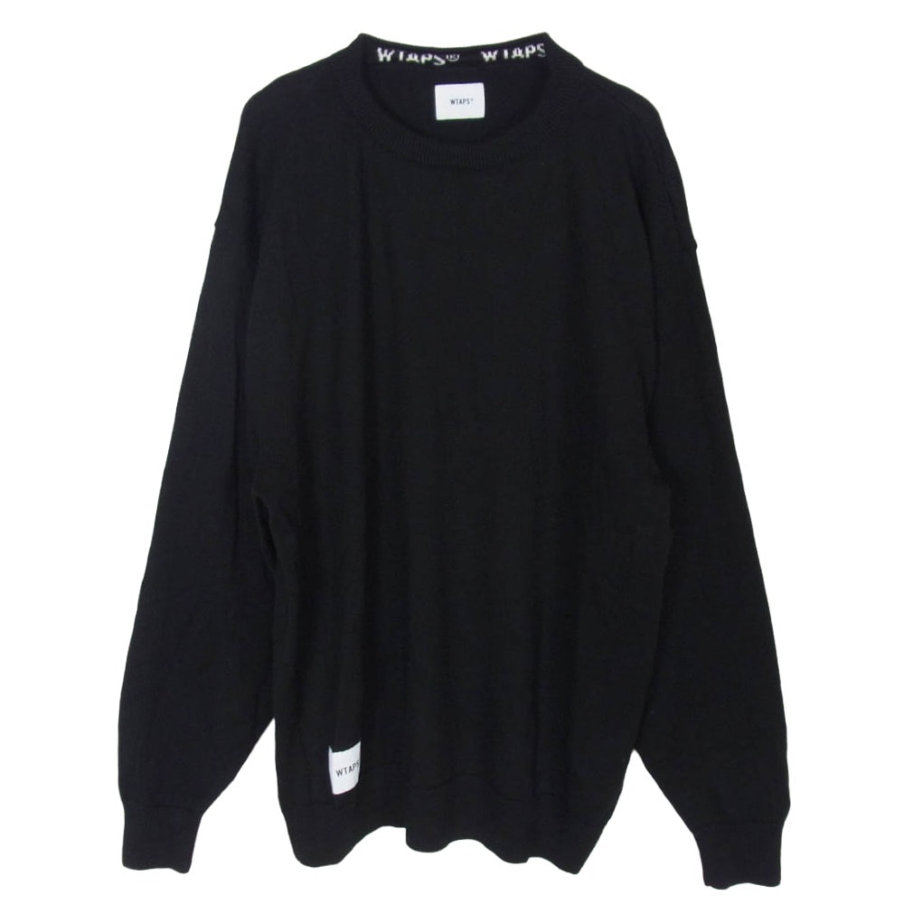 WTAPS ダブルタップス 20AW 202MADT-KNM01 DECK SWEATER WOOL デッキ クルーネック ウール ニット セーター ブラック系 4【中古】