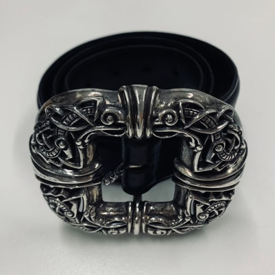 Chrome Hearts Celtic Center Bar Leather Belt Silver 925 "Silver/Black"