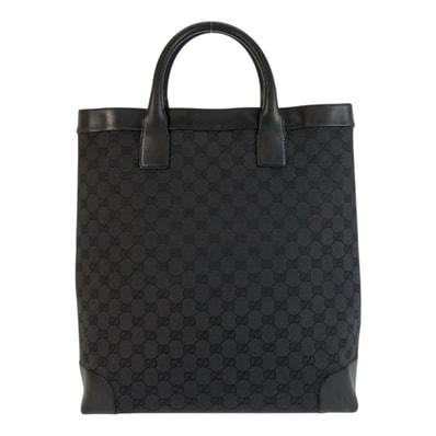 美品 GUCCI グッチ ブラック 黒 GGキャンバス レザー/ トートバッグ ショルダーバッグ 505707 【中古】